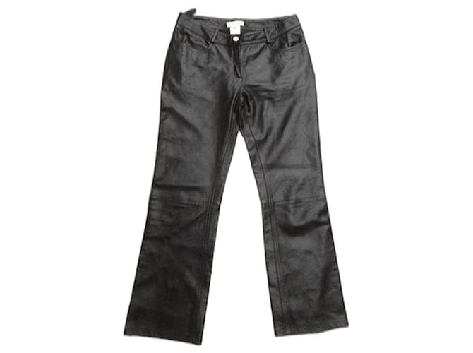 Céline leather pants size 40 Dark brown Lambskin  ref.1316171