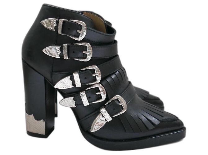 Toga Pulla multi strap ankle boots Black