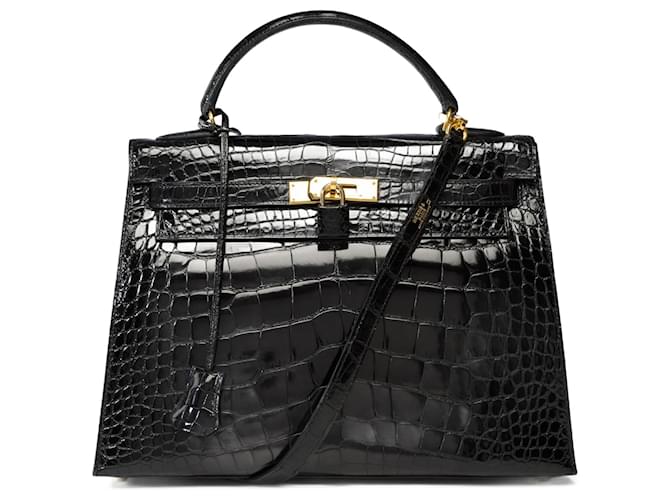 Hermès Hermes Kelly bag 32 in Black Alligator - 101790  ref.1316272