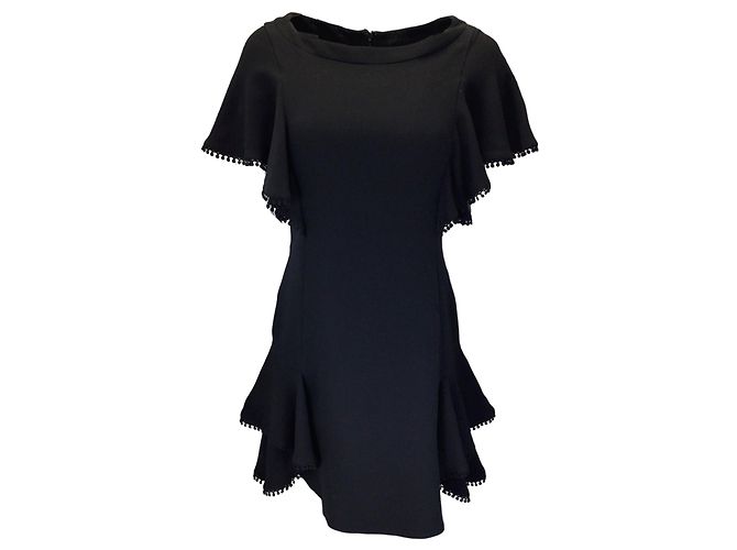 J. Mendel – Schwarzes Crêpe-Kleid mit Rüschen