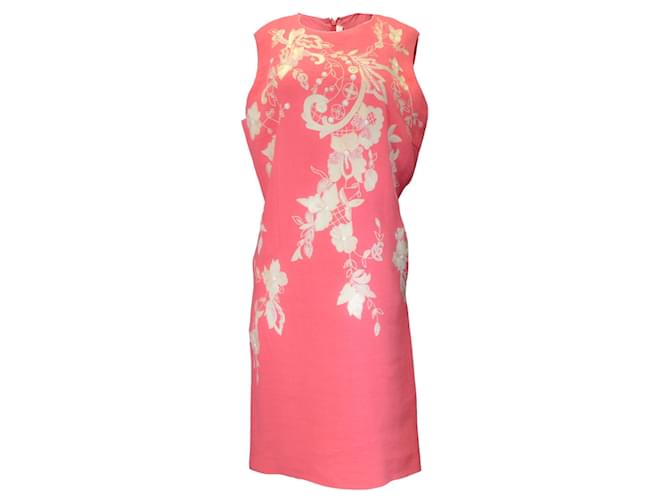 Autre Marque Naeem Khan Pink / Beige Embroidered and Beaded Sleeveless Linen Dress  ref.1316279