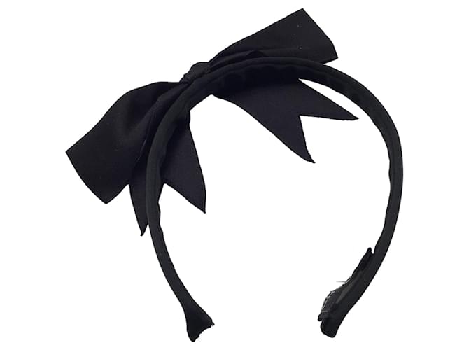 Autre Marque Chanel Tiara de cetim com detalhe de fita de laço preto vintage preto Seda  ref.1316287