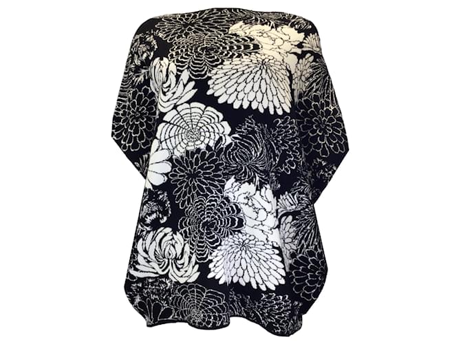 Autre Marque Lamberto Losani Black / White Floral Patterned Cotton Knit Sweater  ref.1316290