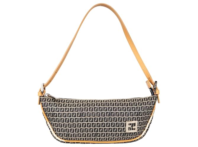 Bolsa de ombro com monograma Fendi FF Cinza Lona  ref.1316305