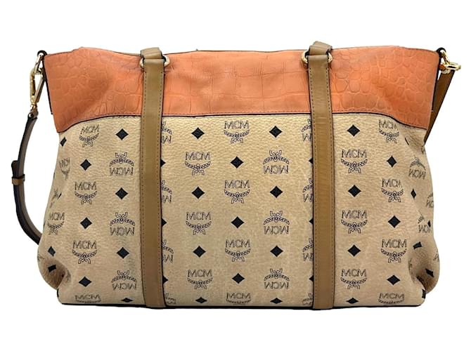 MCM 2Way Top Zip Shoulder Bag Ivory Shoulder Bag Handbag Purse  ref.1316328