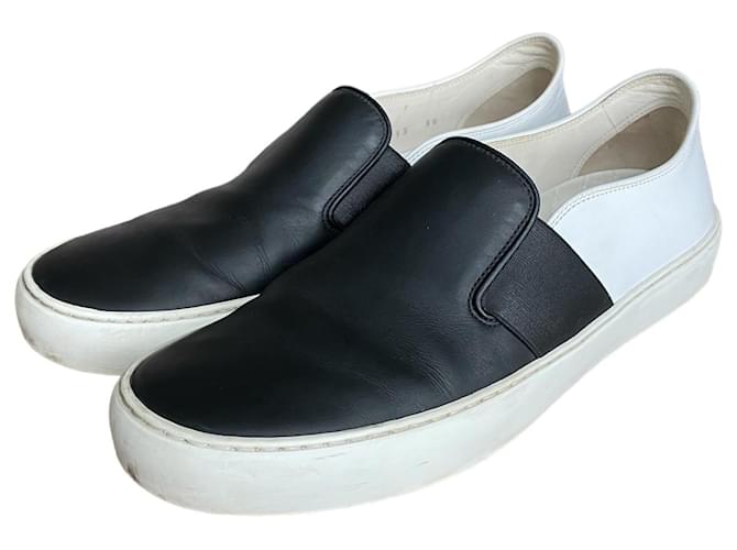 Chanel Zapatillas Negro Blanco Cuero  ref.1316336