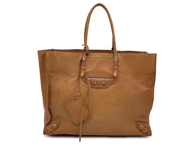 Balenciaga Beige Leather Papier A4 Large Tote Bag Handbag  ref.1316350