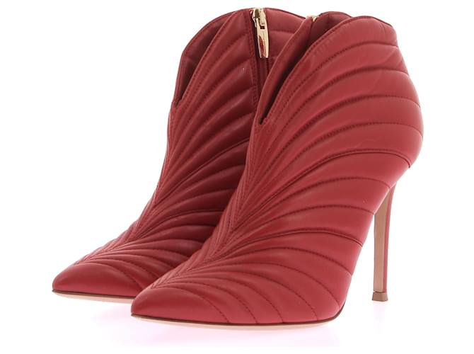 GIANVITO ROSSI  Boots T.eu 37.5 leather Red  ref.1316359