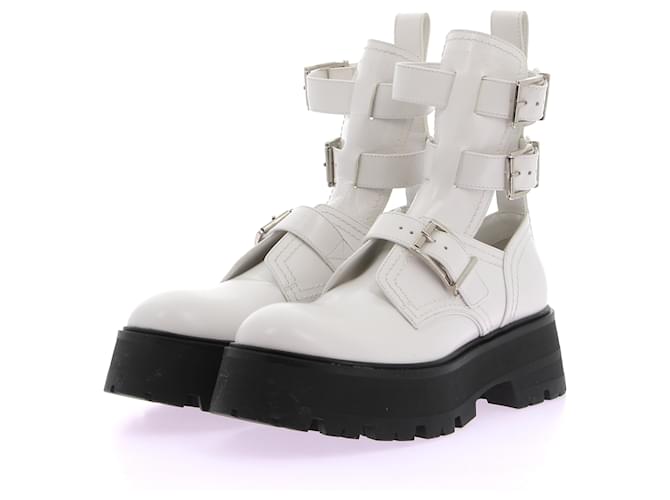 ALEXANDER MCQUEEN  Ankle boots T.eu 37.5 leather White  ref.1316367