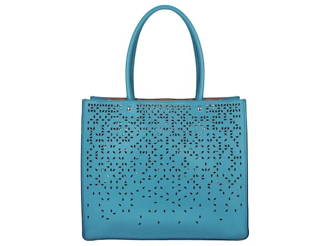 Alaïa Alaia Laser-Cut Leather Fiori Degrade Tote Bag Blue  ref.1316398