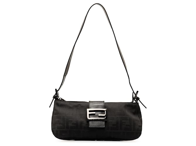 Fendi Black Zucca Shoulder Bag Cloth Cloth  ref.1316407