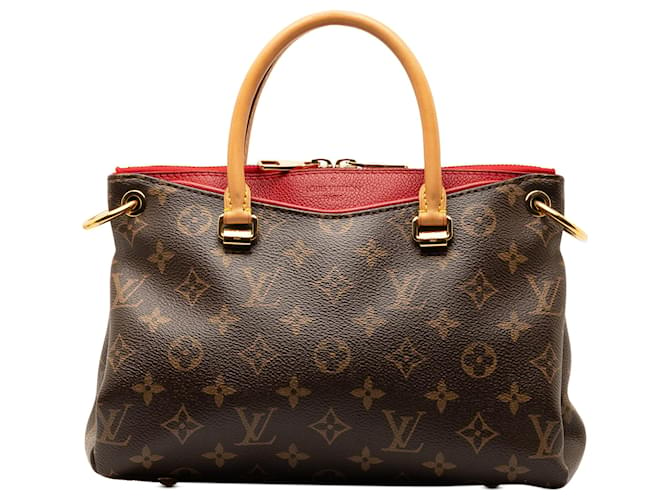 Louis Vuitton Brown Monogram Pallas BB Red Leather Cloth Pony-style calfskin  ref.1316410