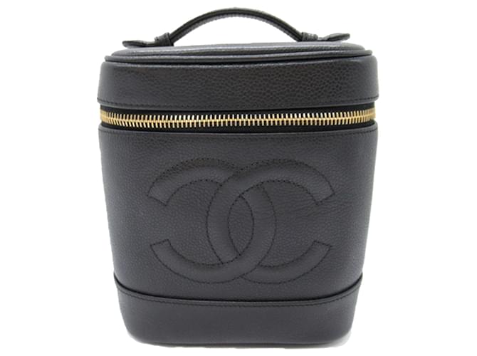 Vanity Neceser negro CC Caviar de Chanel Cuero  ref.1316415