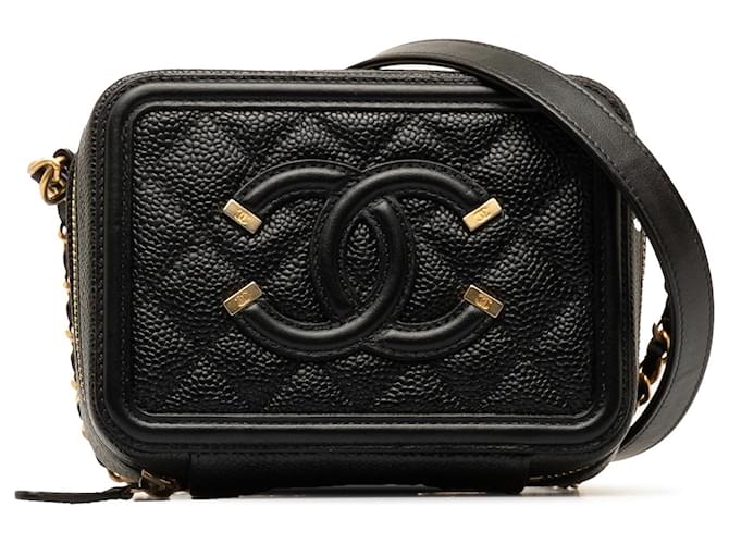 Chanel Black Caviar CC Filigree Crossbody Leather  ref.1316420
