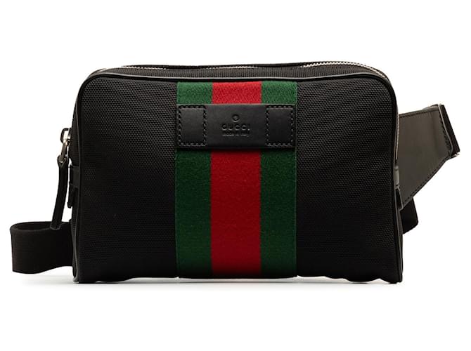 Gucci Black Canvas Web Slim Belt Bag Cloth Cloth  ref.1316445