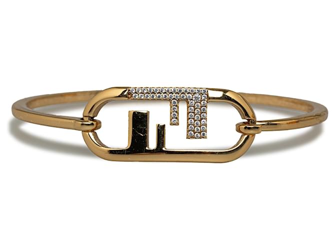 Fendi Gold Crystal O'Lock Bracelet Golden Metal Gold-plated  ref.1316449