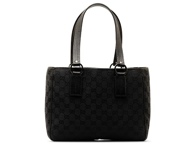 Gucci Black GG Canvas Handbag Leather Cloth Pony-style calfskin Cloth  ref.1316450
