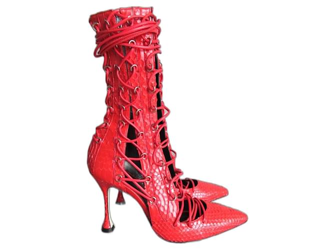 Autre Marque Liudmila botas de cobra vermelha Drury Lane Vermelho Píton  ref.1316483