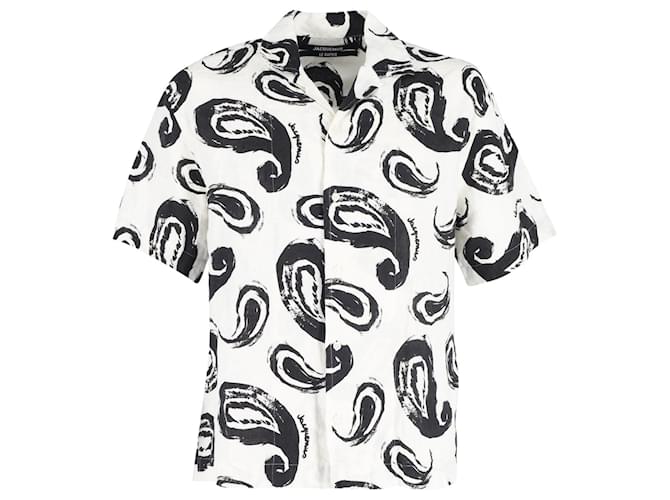 Jacquemus Le Chemise Jean Printed Shirt in White Linen  ref.1316497