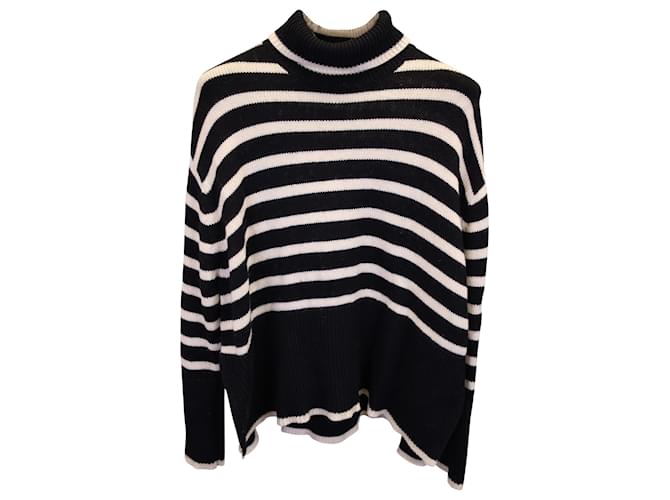 Totême Striped Turtleneck Blend Sweater in Black Wool  ref.1316515