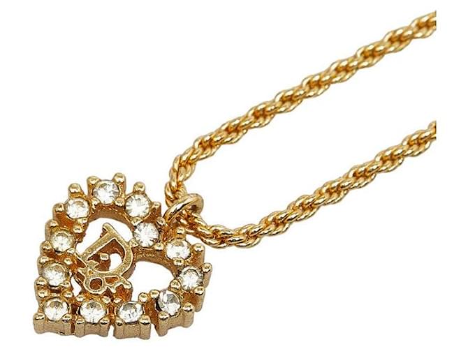 Collier en rhinestones avec logo dur plaqué or Dior en très bon état Métal Doré  ref.1316531