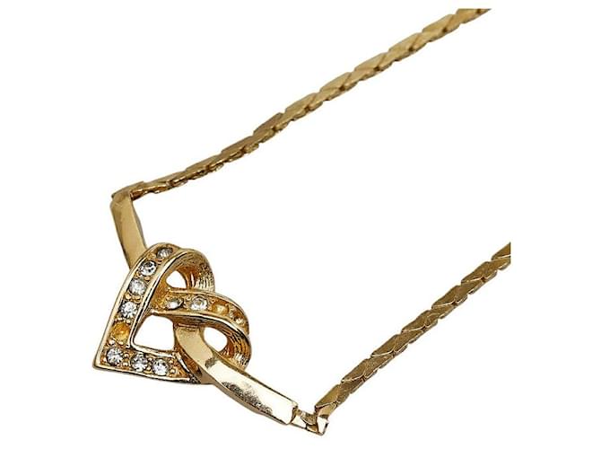 Collar de strass con logo duro de Dior chapado en oro en buen estado Dorado Metal  ref.1316534