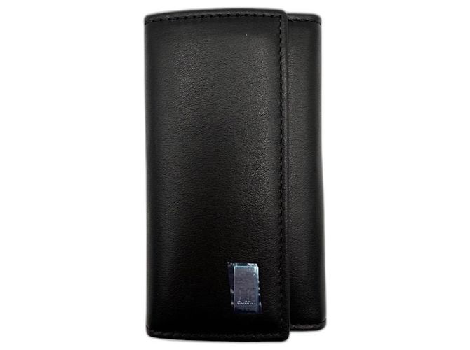 Alfred Dunhill Dunhill smooth black leather keychain
