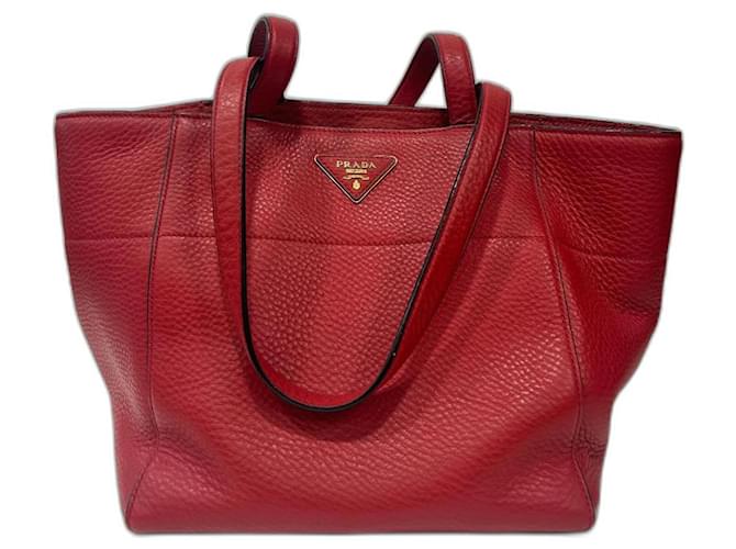 Prada-Tasche Rot Leder  ref.1316578