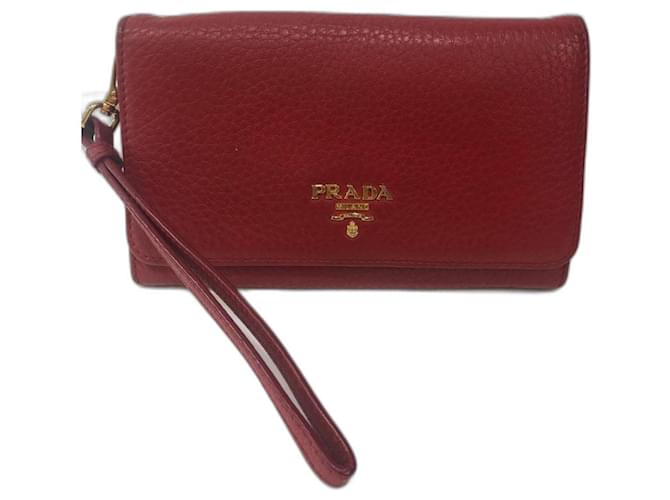 Prada wallet Red Leather  ref.1316581