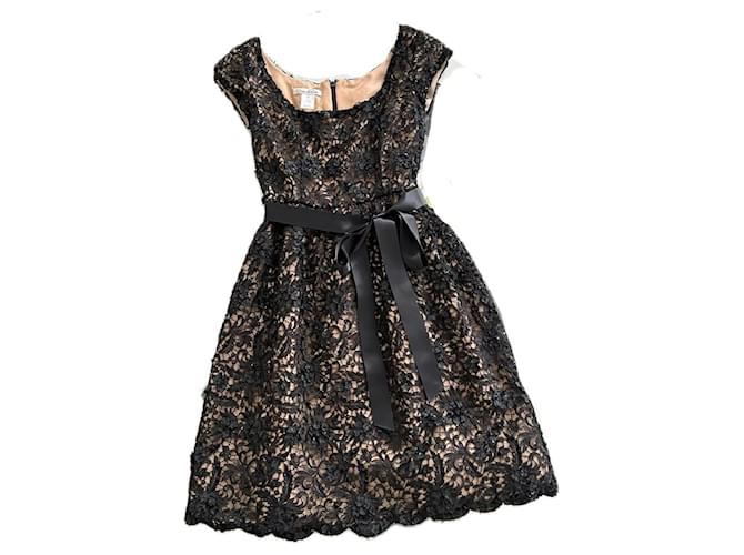 Oscar de la Renta 4K$ Jewel Embellishment Dress Black Lace  ref.1316582