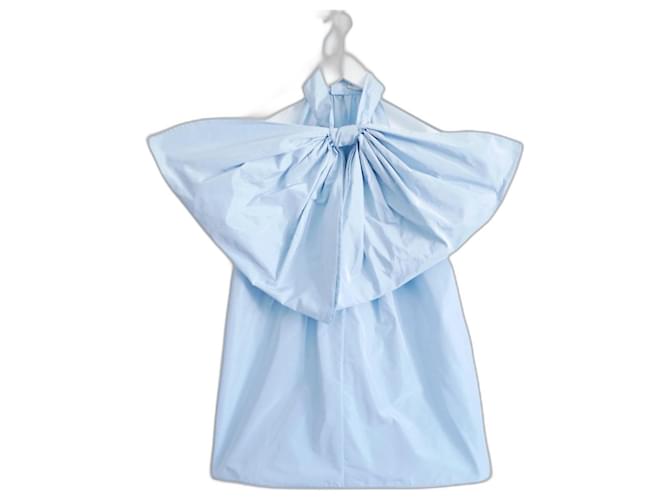 Givenchy pale blue exaggerated bow blouse Light blue Polyester  ref.1316586