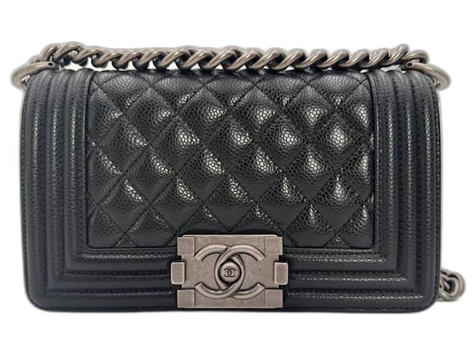 Small black Chanel Boy bag Leather  ref.1316608