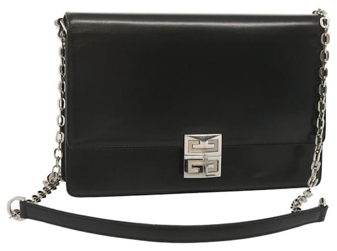 GIVENCHY Chain Shoulder Bag Leather Black Auth am5976  ref.1316648