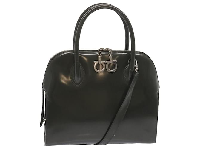 Salvatore Ferragamo Hand Bag Patent leather 2way Gray Auth 69340 Grey  ref.1316665
