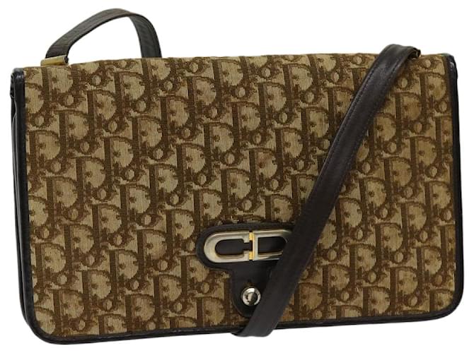 Christian Dior Trotter Canvas Shoulder Bag Canvas Brown Auth fm3282 Cloth  ref.1316717