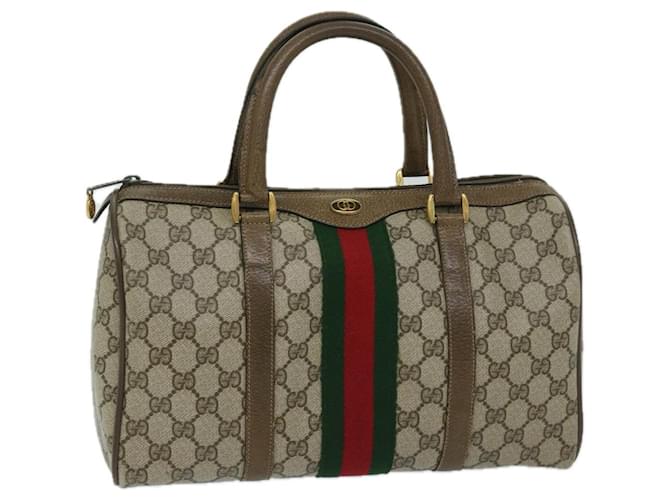 GUCCI GG Supreme Web Sherry Line Hand Bag PVC Beige Red 39 02 007 auth 69335  ref.1316721