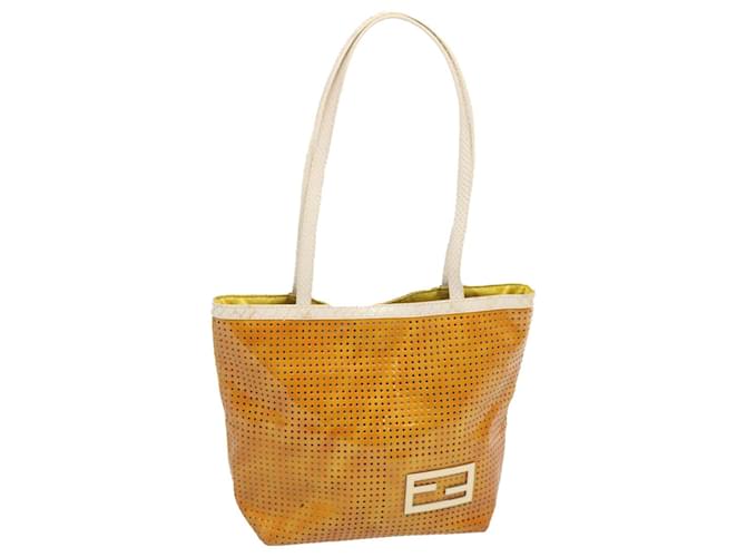 FENDI Tote Bag Patent leather Yellow Auth ti1601  ref.1316743