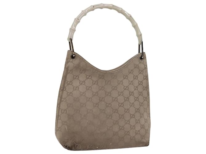 GUCCI GG Canvas Bamboo Shoulder Bag Gray 001 2058 3007 auth 69361 Grey  ref.1316751