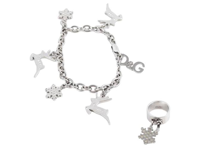 Dolce & Gabbana Silver bracelet and ring set Silvery Metal  ref.1316826