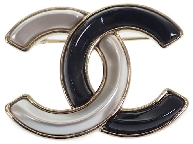 Chanel CC-Brosche in zwei Farbtönen Schwarz  ref.1316925