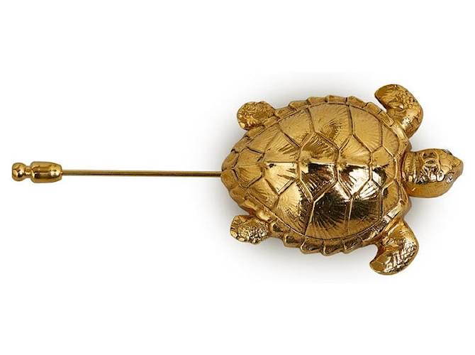 Chanel Broche de tartaruga Dourado  ref.1316926