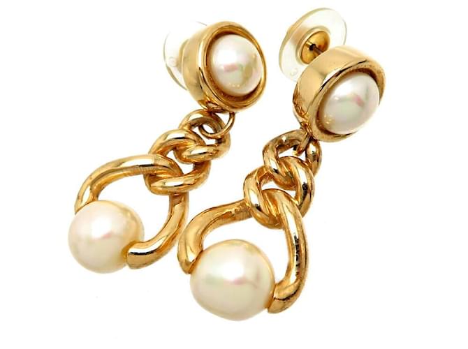 Dior boucles d'oreilles à perles Doré  ref.1316931