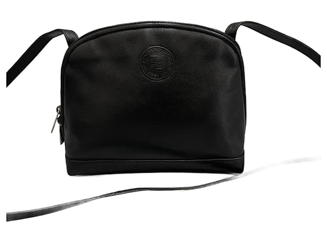Fendi Logo Leather Crossbody Bag Black Pony-style calfskin  ref.1316935
