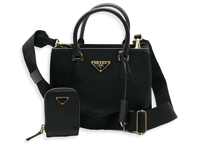 Prada Black Saffiano Lux Mini Galleria Tote Leather  ref.1316959