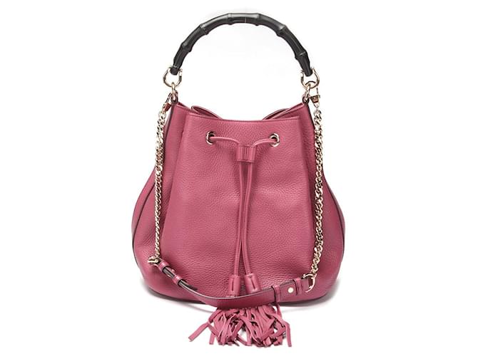 Gucci Miss Bamboo Bucket-Tasche mit Kordelzug Pink Kalbähnliches Kalb  ref.1316965