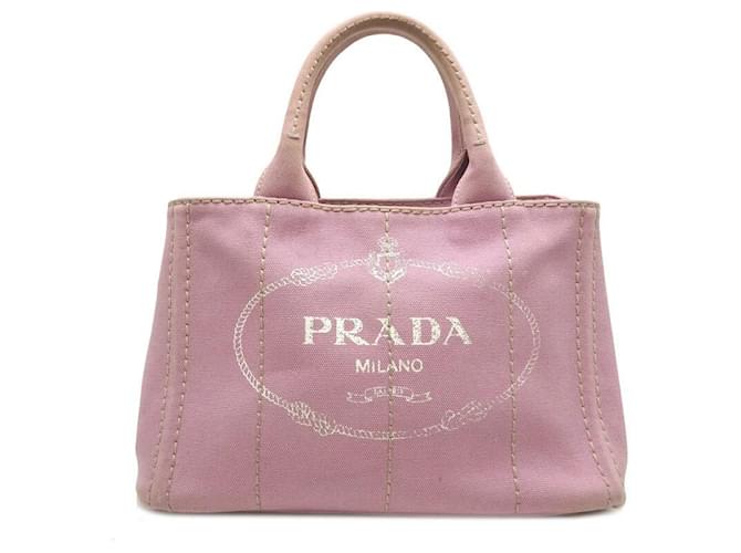 Prada Handtasche mit Canapa-Logo Pink Leinwand  ref.1317032