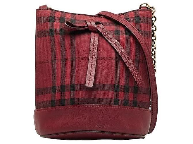 Burberry Nova Check Bucket Bag Red Cloth  ref.1317041