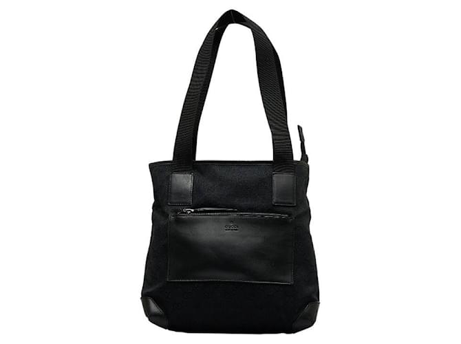 Gucci Einkaufstasche aus GG-Canvas mit Vordertasche Schwarz Leinwand  ref.1317061