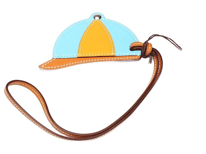Hermès Amuleto de bolsa de couro para capacete Bombe Azul Bezerro-como bezerro  ref.1317065