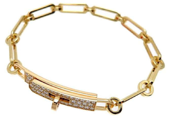 Hermès 18Bracelet chaîne Kelly en or et diamants Doré  ref.1317067